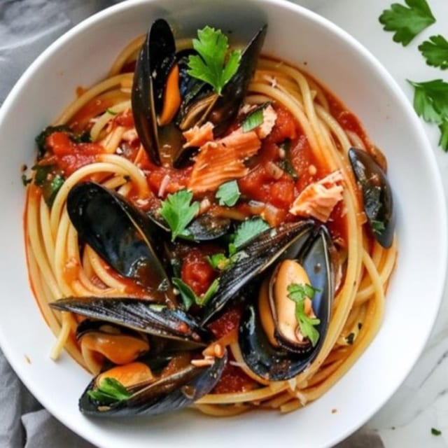 Mussells Over Spaghetti.