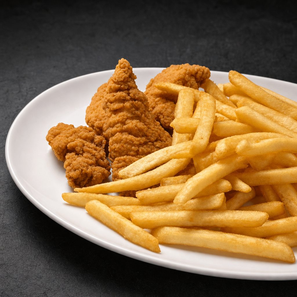 Kid's Chicken Tender & Fries.